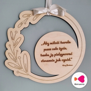 Dekoracja ślubna - wianek z cytatem - wzór 2