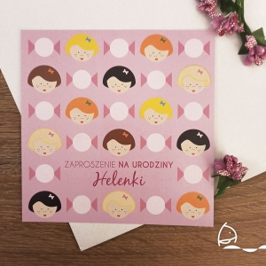 Personalizowane zaproszenie urodzinowe buźki różowe
