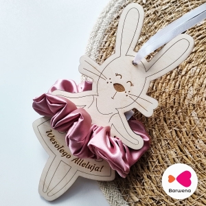 Zawieszka do koszyczka - Zajączek scrunchie 1 - personalizowany