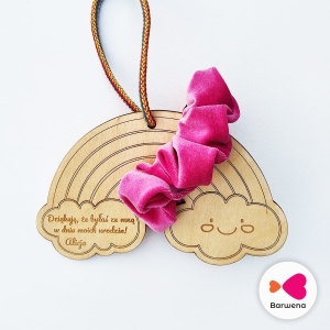 Podziękowania - personalizowane tęcza - sorter z gumką scrunchie 3