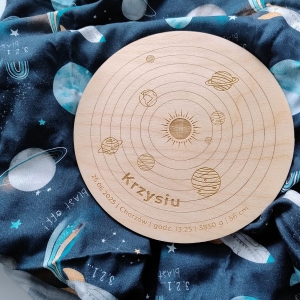 Kocyk z wiskozy bambusowej - wzór kosmos + metryczka 