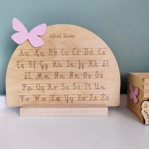Personalizowany dwustronny alfabet/tabliczka mnożenia - Motylek