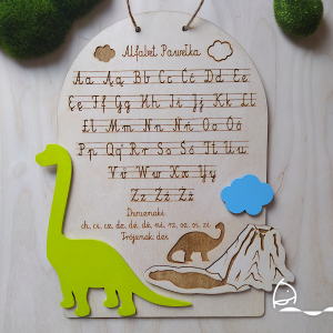 Personalizowana tablica z alfabetem Dino